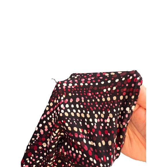 Nicki By Nicole Miller Womens Top L Multicolor Long Sleeve Collared Cinched Dots - Picture 6 of 6